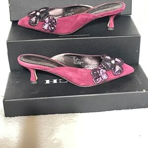 Coach Fuchsia Heels with Floral Sequins